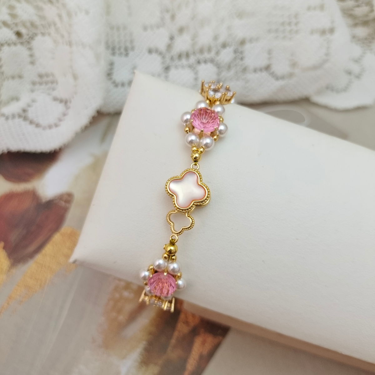 DIY Crystal Pearl Bracelet Making Kit – 8mm Firework-Cut Zircon & 4mm Pearls | iFCraftorium Kit #271 iFCraftorium