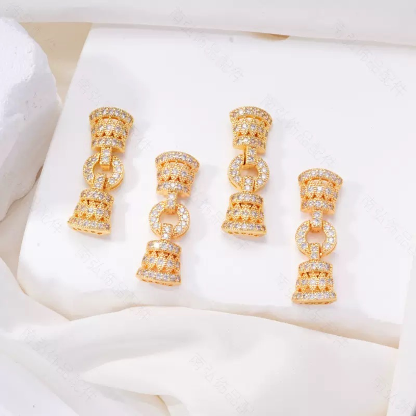 【B48】5-Row Clasp with Rhinestones | Gold/Silver | Beading Supplies iFCraftorium