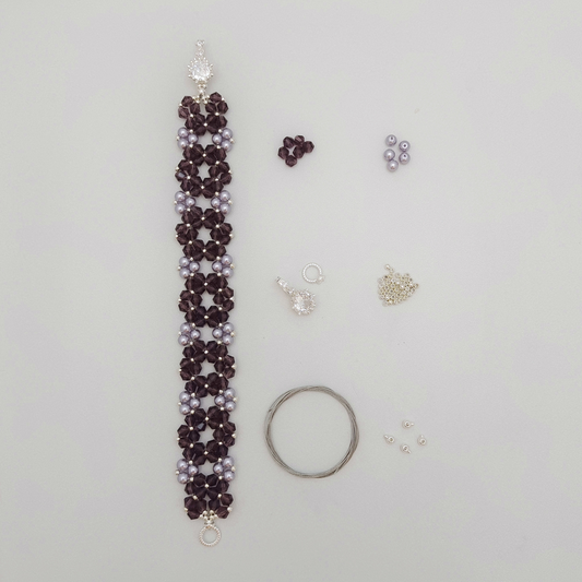 【No.94】DIY Provence Bracelet Making Kit with Lavender Pearls & Beads | Full Tutorial Included