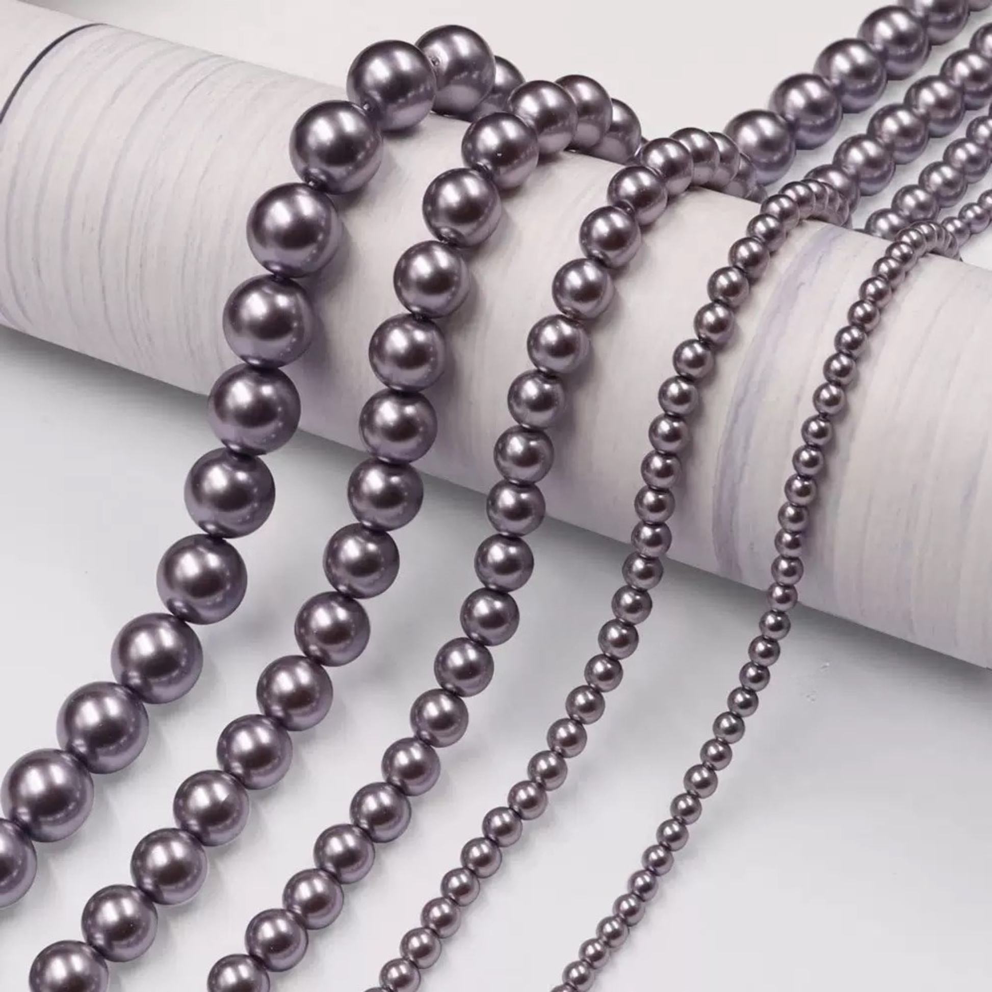【P19】Black Purple Glass Pearl Beads – 3–8mm Round High Shine | Beads for Bracelets DIY iFCraftorium
