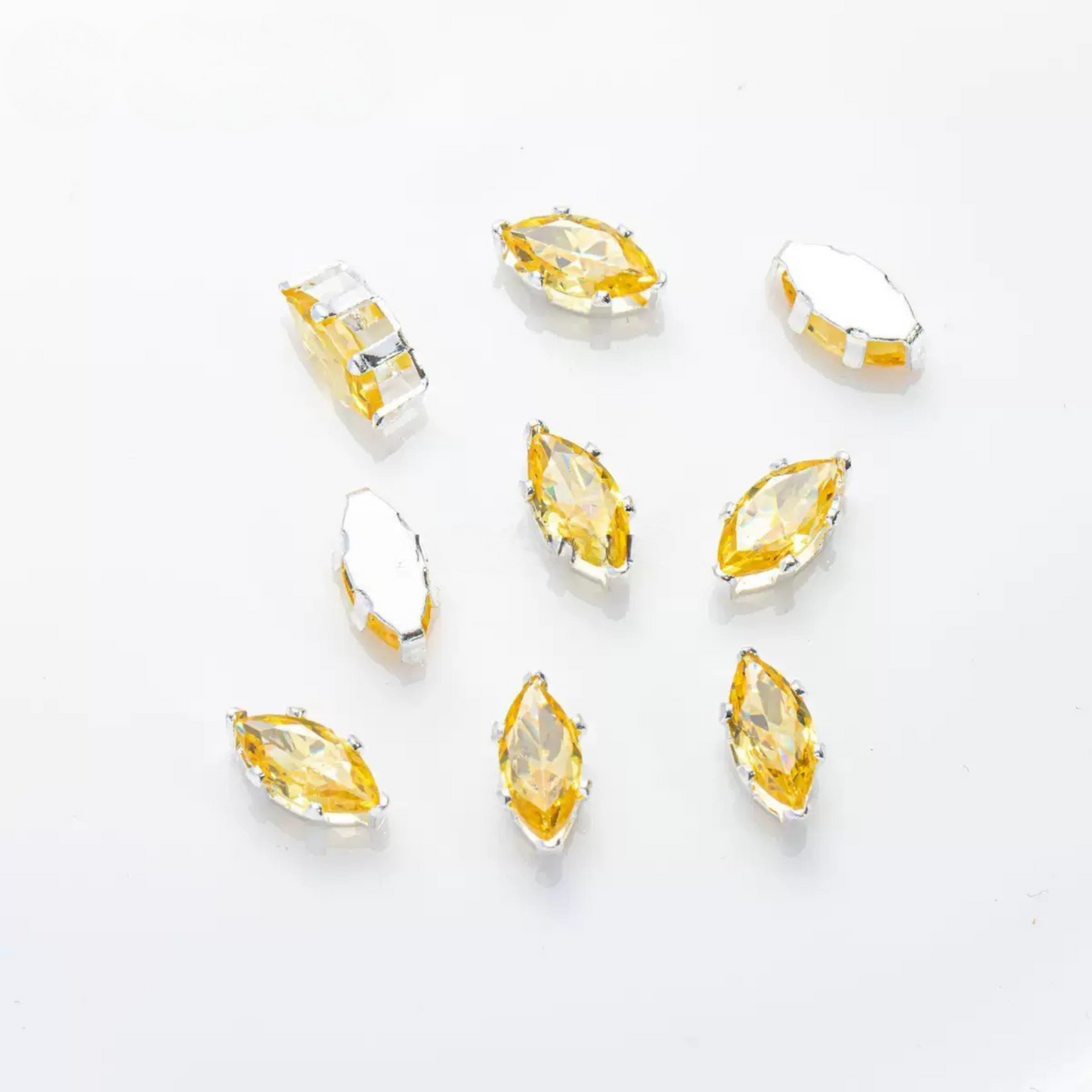 【A30】50PCS DIY Jewelry Findings – 3×6mm Six-Prong Marquise-Cut CZ Stones | Silver-Plated, Tarnish-Resistant Beads for Handmade Bracelets/Necklaces