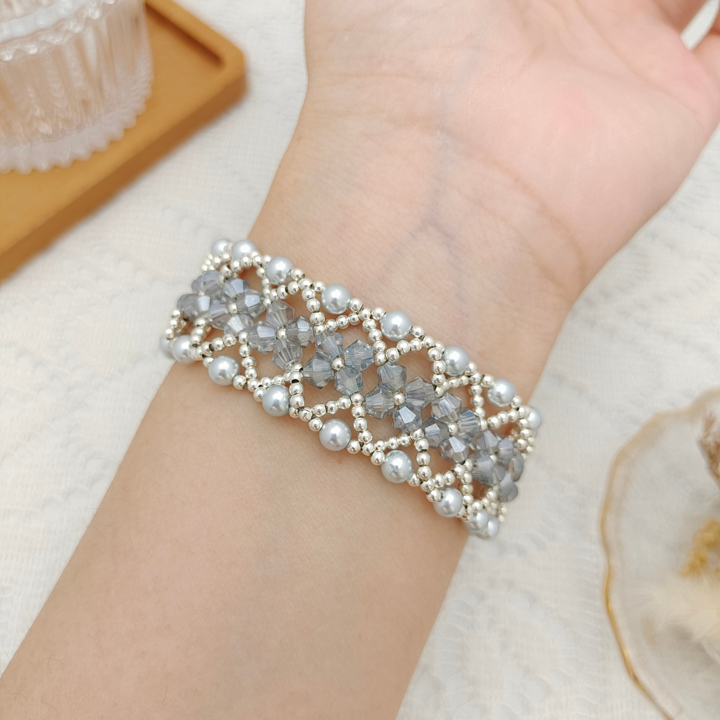 【No.97】DIY Kit – Exotic Charm Bracelet | Full Tutorial | Rhombus Beads & Pearls