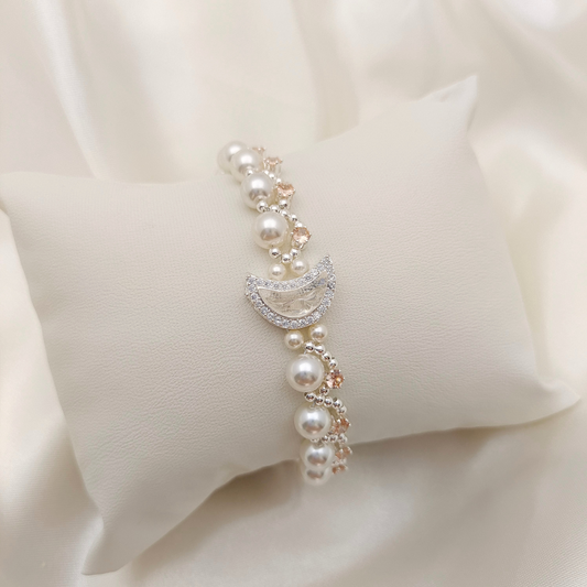 【No.50】 Star & Moon Handmade Pearl Bracelet | DIY Beading Bracelet Finished Jewelry Gift for Her