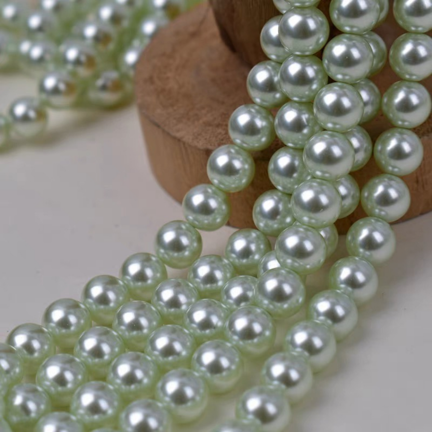 【P11】DIY Beading Supplies – Imitation Swarovski Apple Green Pearls | 2–8mm Round High-Luster Glass Beads | Jewelry Making Accessories