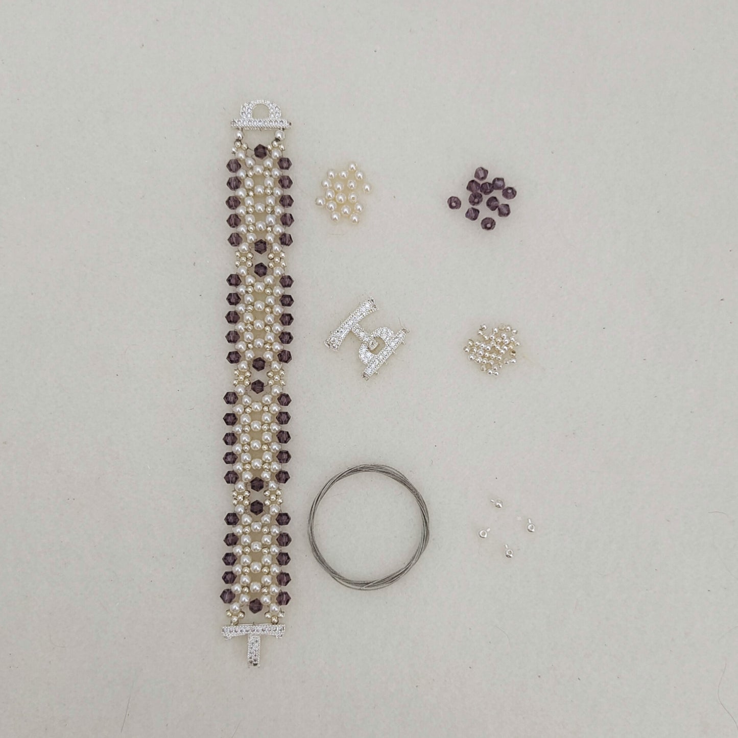【No.117】DIY Jewelry Kit | “Chanel-Inspired Elegance” Pearl & Diamond Bead Bracelet | Complete Tutorial Included