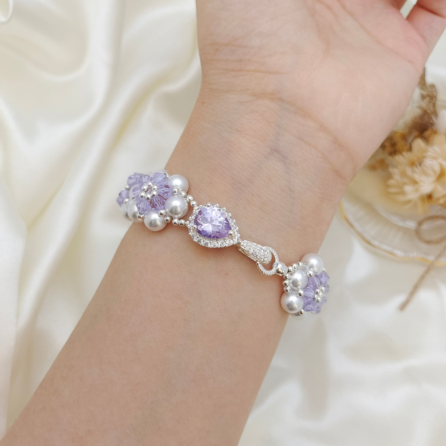 【No.80】 DIY Bracelet Craft Kit – Sunflower Crystal & Pearl Beading Set with Full Tutorial Handmade Jewelry