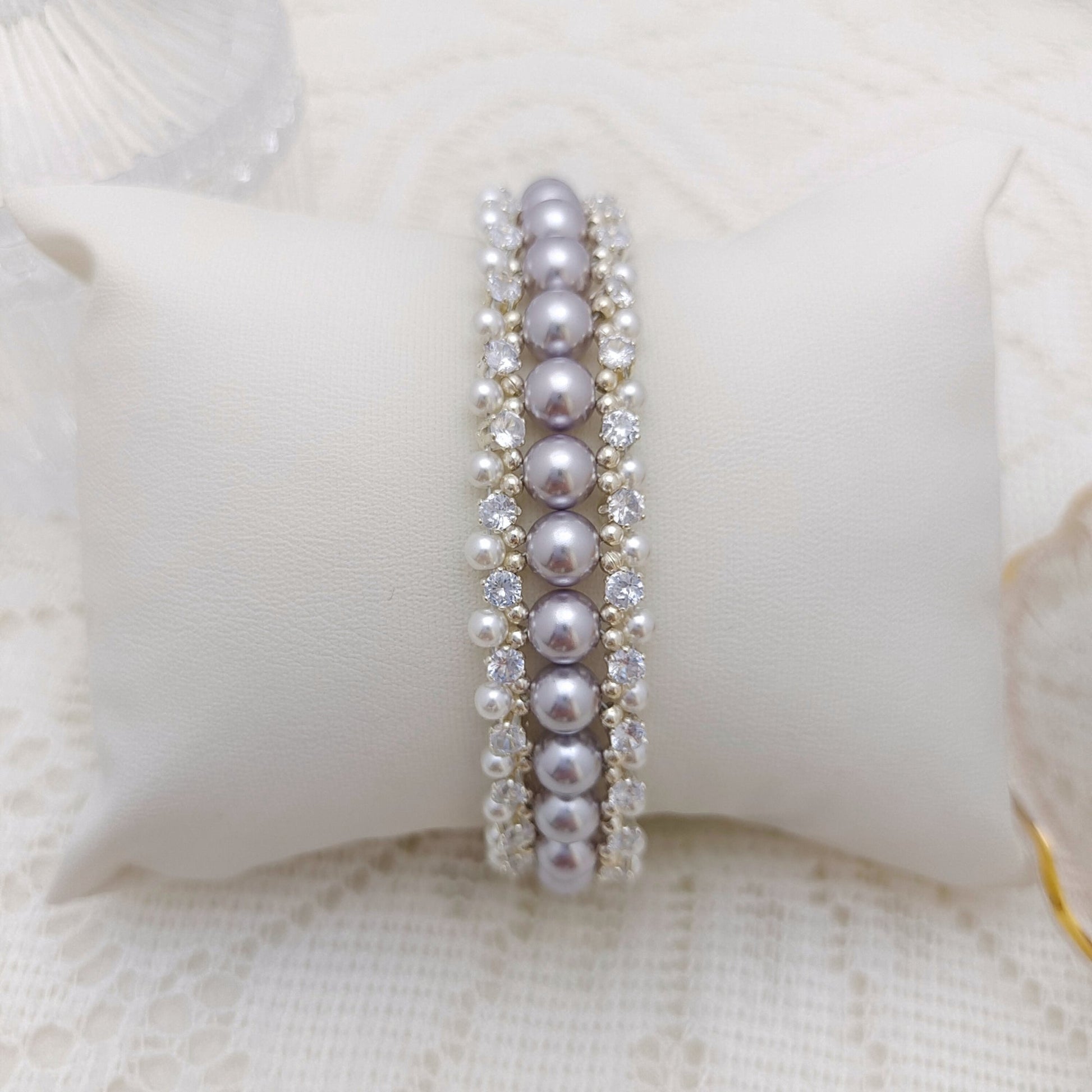 【No.115】DIY Beading Kit – Purple Rose Pearl Bracelet | Complete Jewelry Making Set with Tutorial iFCraftorium