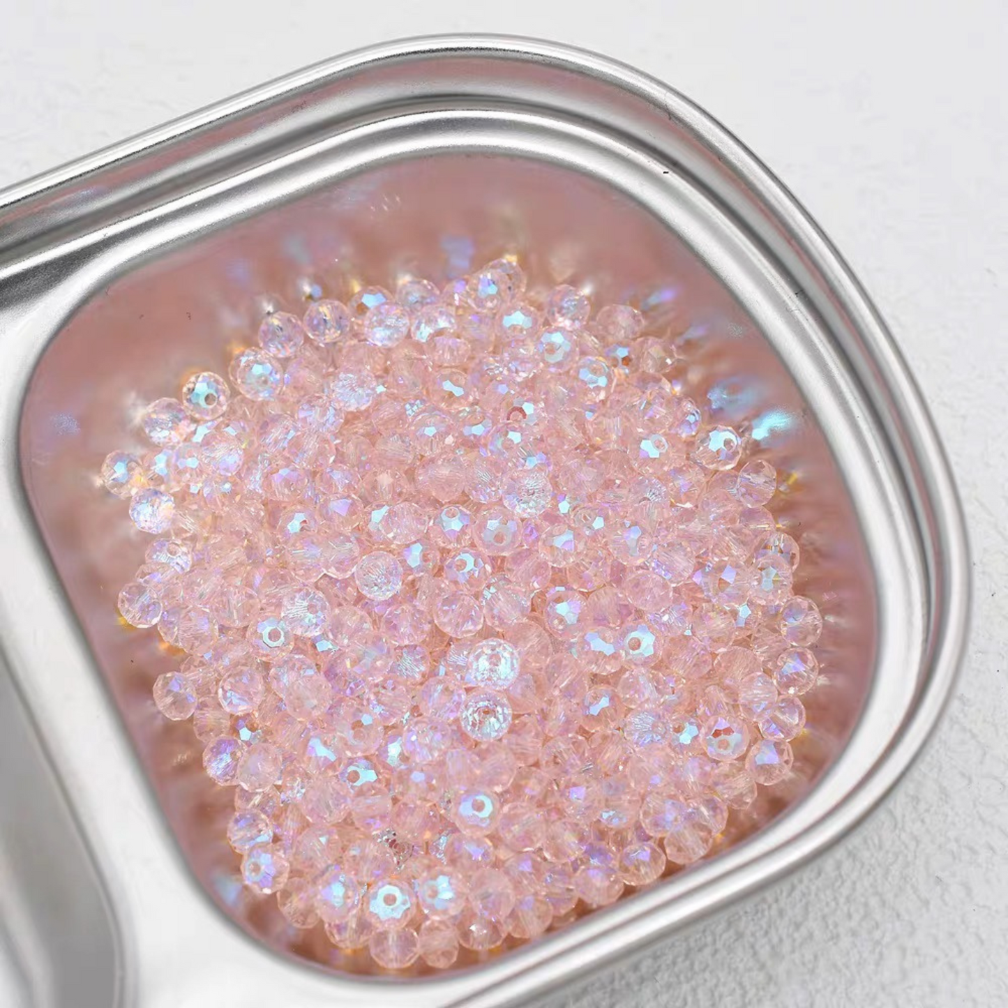 【L08】100PCS DIY Crystal Beads – 6mm AB Shiny Rondelle Wheel Beads, Imitation Swarovski Glass Beads for Handmade Jewelry Making (Bracelets & Necklaces)