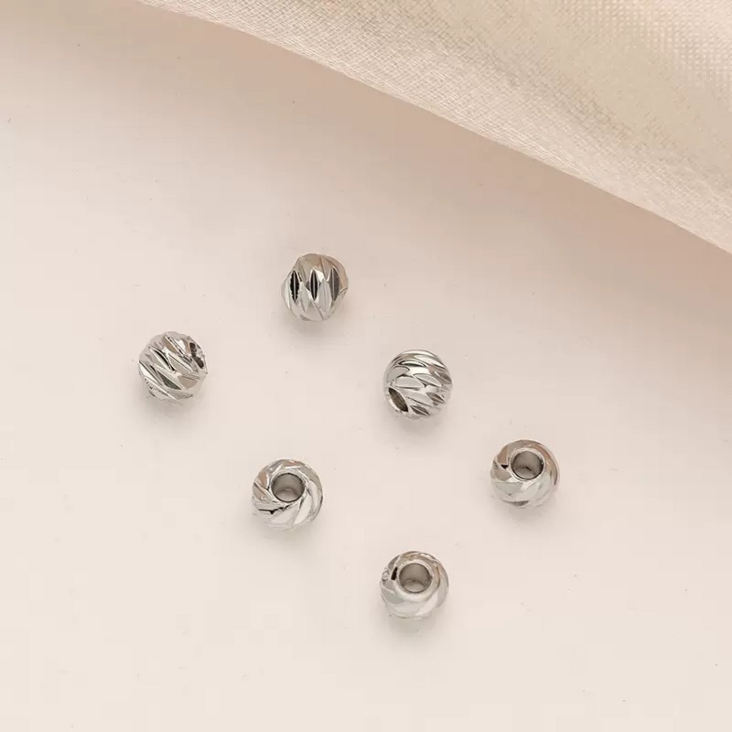 【S11】100PCS DIY Beading Supplies – Watermelon Pattern Spacer Beads, 18K Gold/Silver Plated Copper Beads for Handmade Jewelry