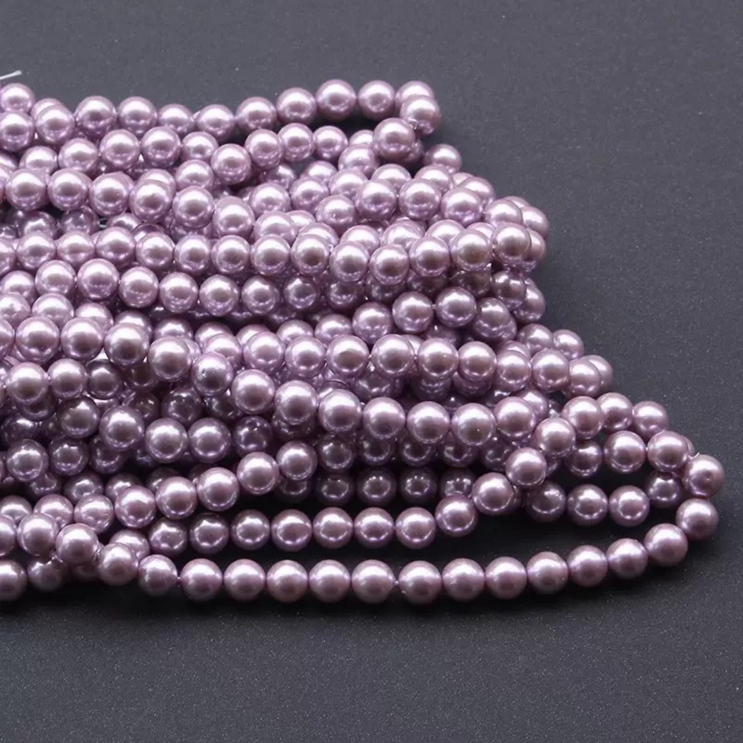 【P12】DIY Beading Supplies – Imitation Swarovski Lilac Pearls | 3–8mm Round High-Luster Glass Beads | Jewelry Making Accessories