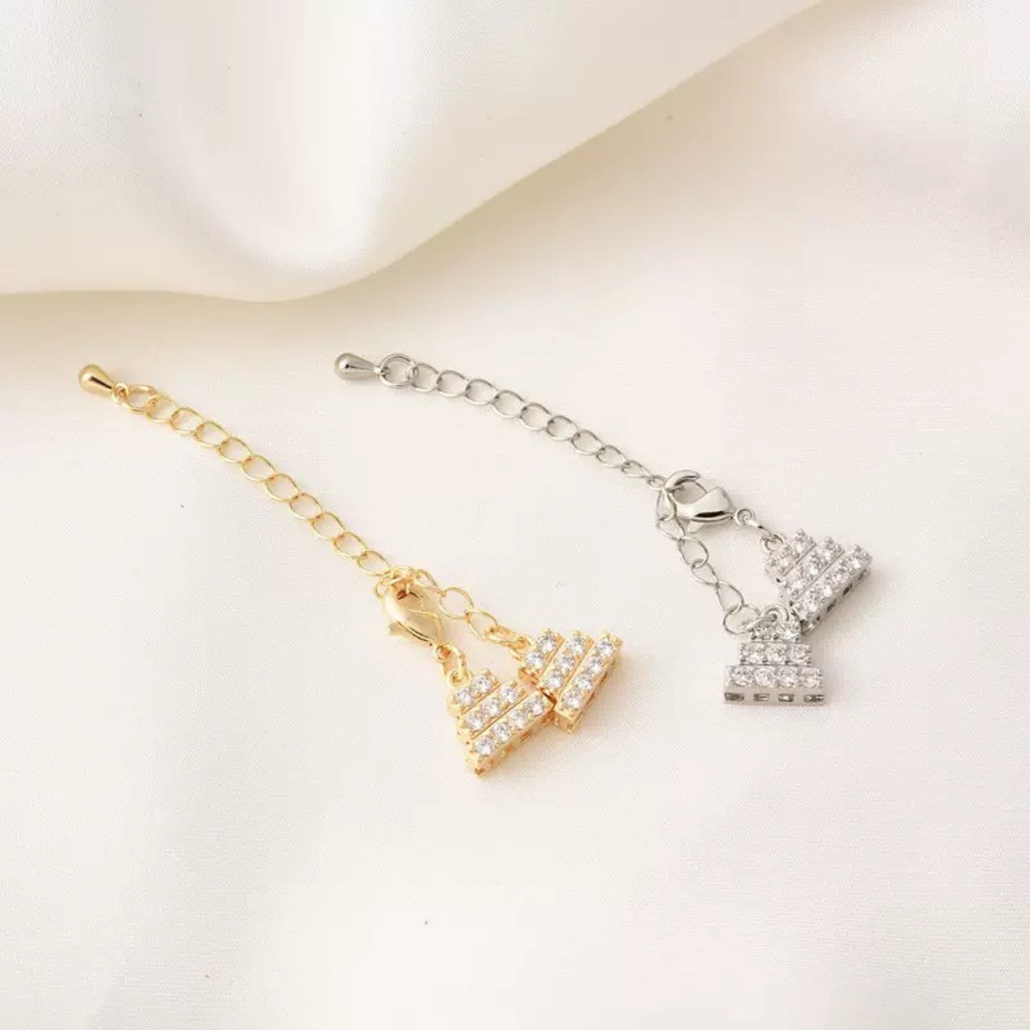 【B43】DIY Jewelry Clasp – Cake Lobster Clasp with Extension Chain | Adjustable | 18K Gold/Silver Plated