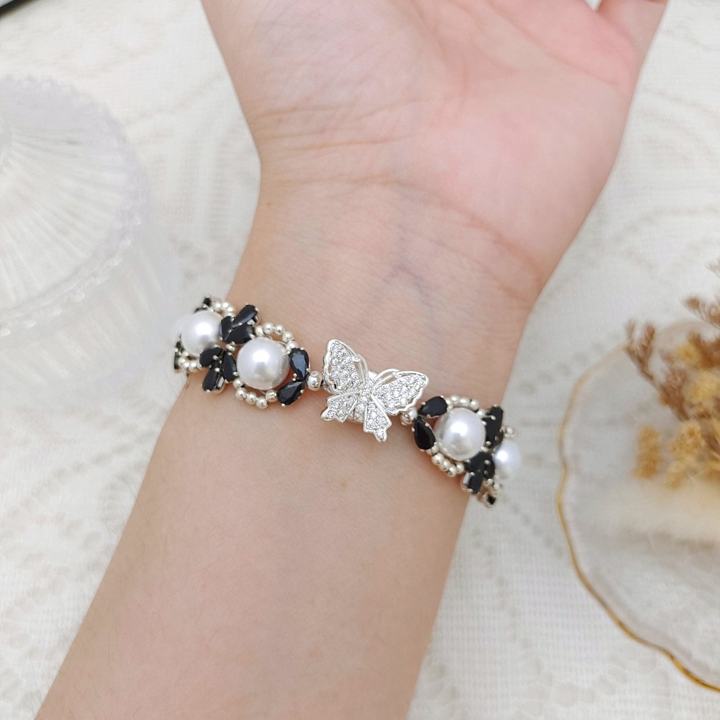 【No.127】DIY Bracelet Kit – Happy Party Design with Pearls, Teardrop CZ & Butterfly Magnetic Clasp | Complete Jewelry Tutorial iFCraftorium