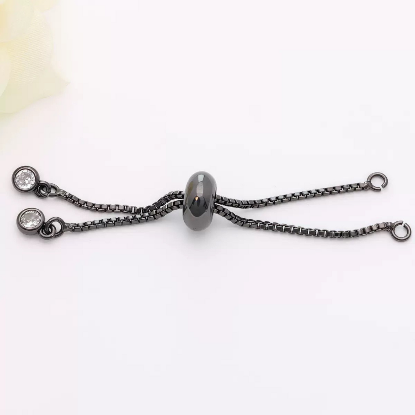 【B39】2PCS DIY Jewelry Findings – Adjustable Slider Beads, Gold/Silver/Steel/Black Plated Copper, Pull Chain Connector for Handmade Bracelets & Necklaces