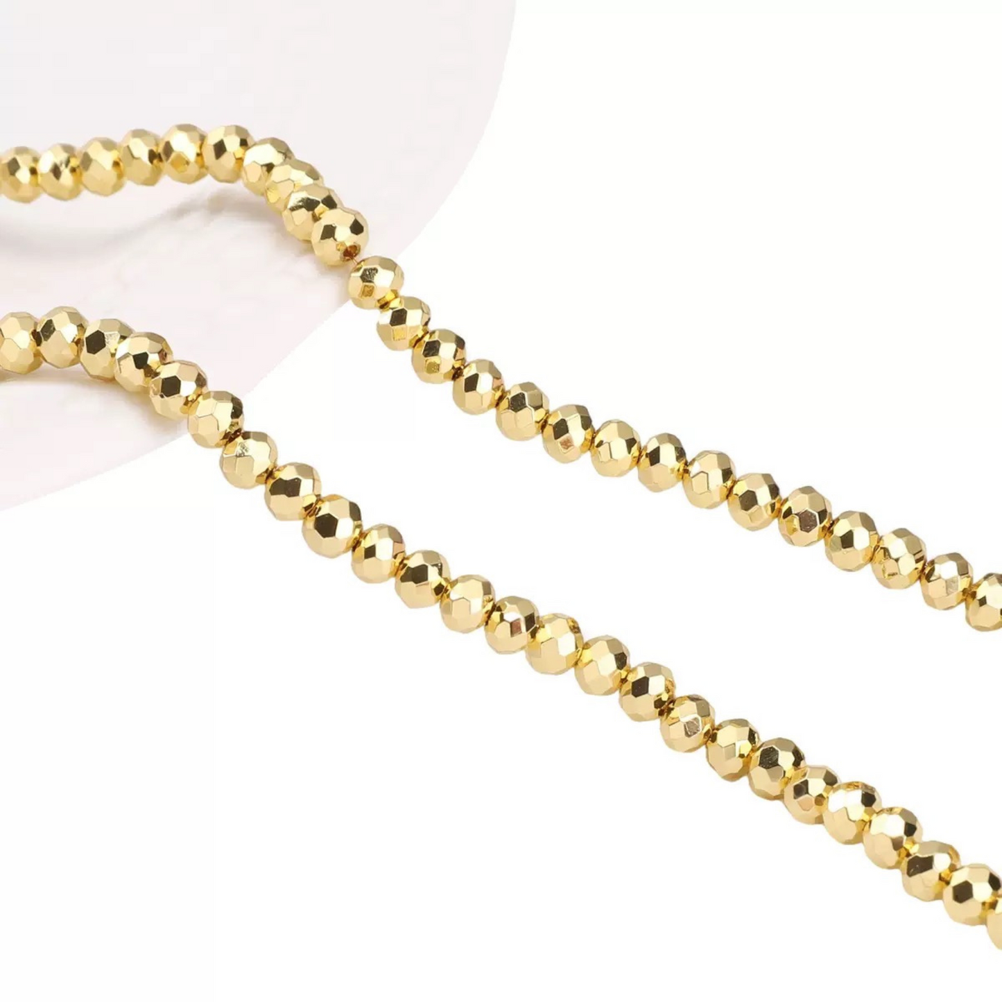 【S14】3 Strings DIY Spacer Beads – 2mm Electroplated Glass Crystal Wheel Beads, High-Color Retention Jewelry Findings for Handmade Bracelets & Necklaces
