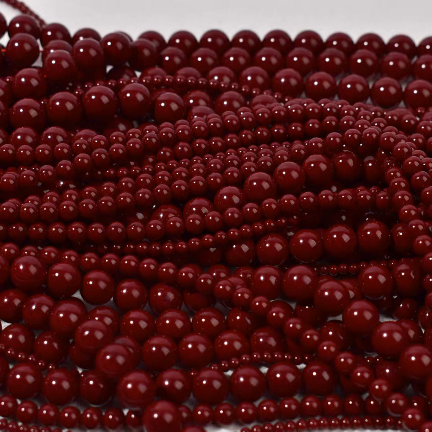 【P15】DIY Beads – Imitation Swarovski Dark Red | 3–8mm Round Glossy Glass Beads | Jewelry Making Supplies