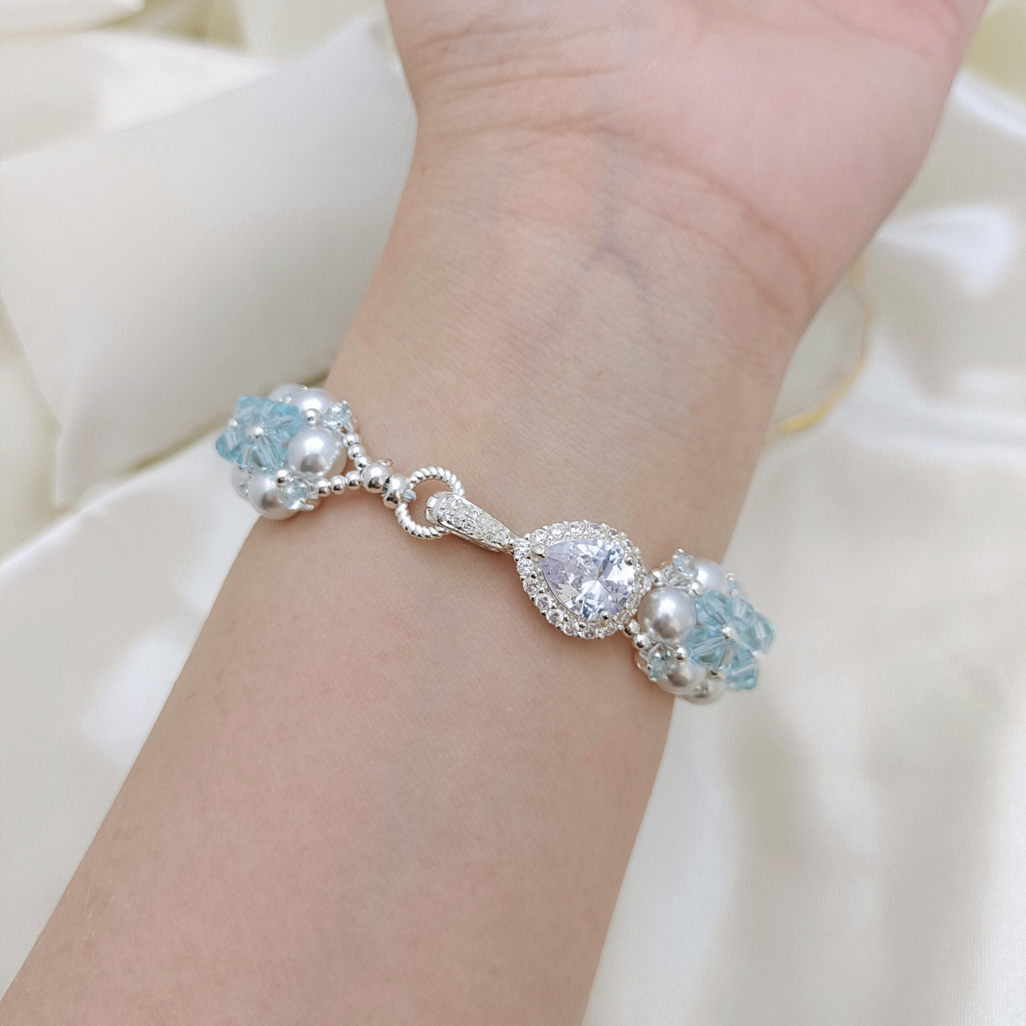 【No.79】 Tear of Mermaid DIY Bracelet Craft Kit – Pearls, Crystals, CZ & Full Tutorial Handmade Bracelet