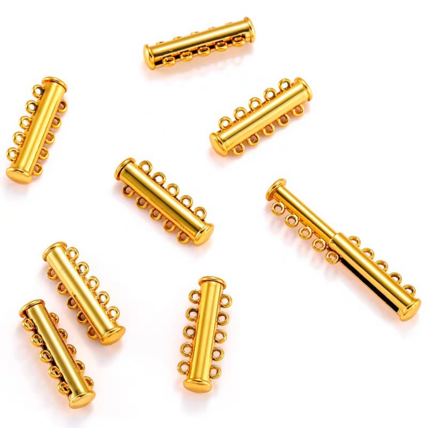 【B42】2PCS DIY Jewelry Findings – 5-Strand Tube Magnetic Clasp | 18K Gold/Silver Plated, Anti-Tarnish Copper
