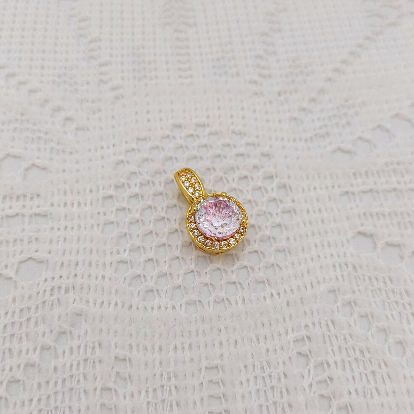 【B26】1PCS Firework-Cut Zircon Clasp Pendant | Dual-Use | Gold/Silver Base | DIY Jewelry Making Accessory