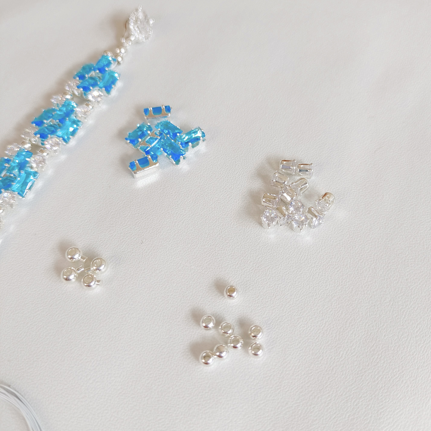 【No.38】 DIY Bracelet Craft Kit – Smurf Blue Baguette Zircon, Crystals & Beading Supplies with Video Tutorial