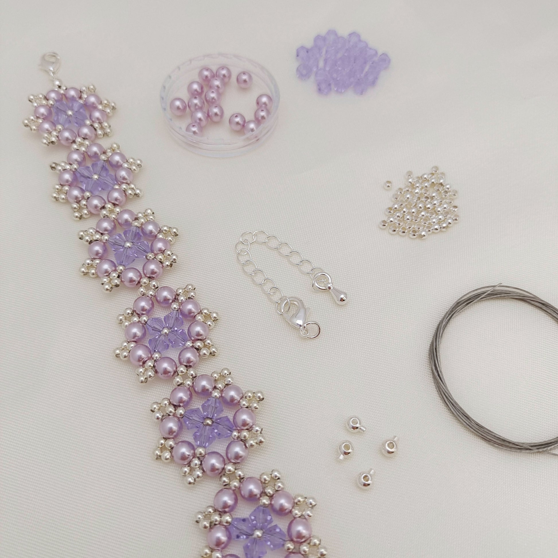 【No.143】Octagonal Snowflake Bracelet DIY Kit | Beading Supplies + Full Tutorial iFCraftorium