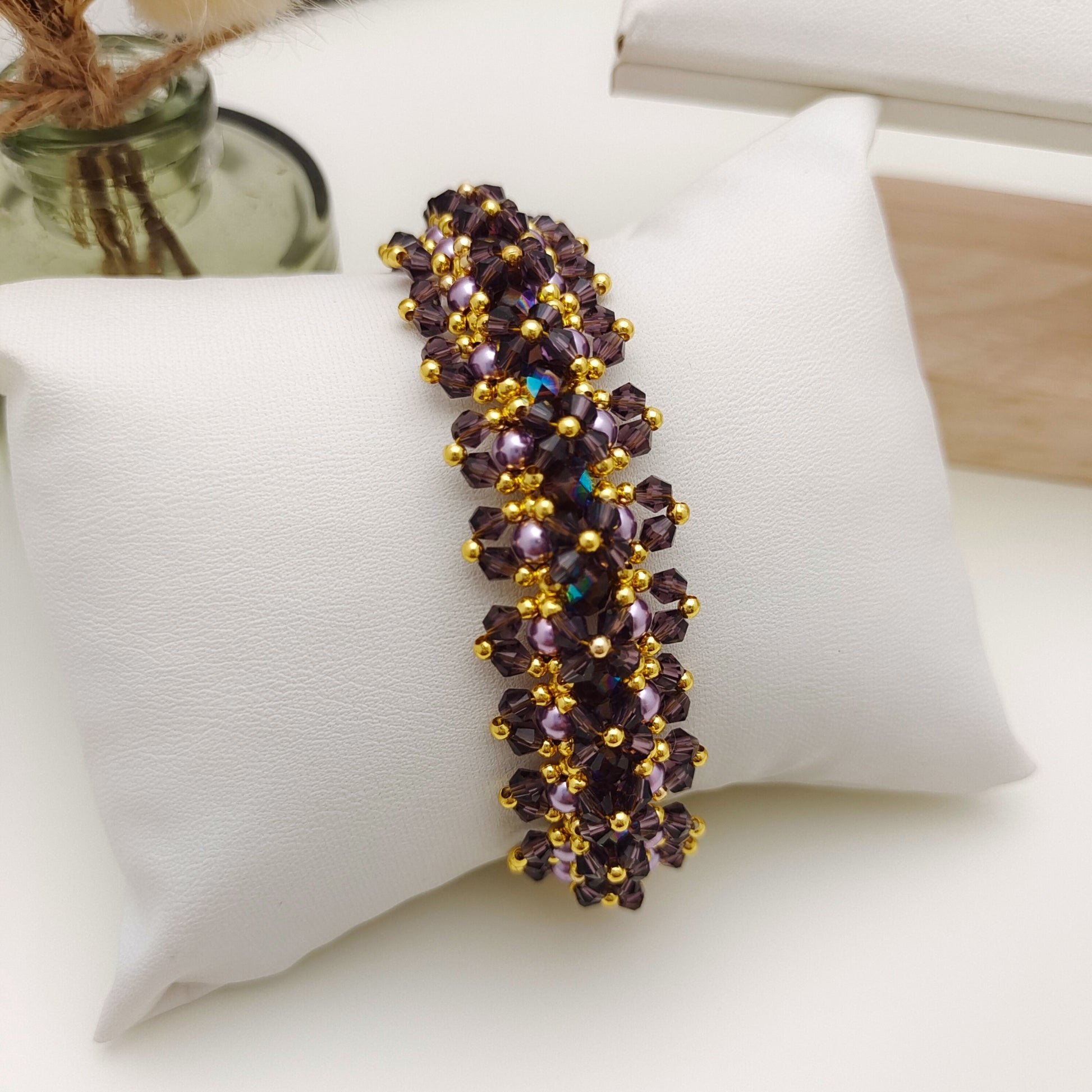 【No.122】DIY Beading Kit – Caramel Macchiato Bracelet | Pearls, AB Crystals & Peacock Clasp | Complete Tutorial iFCraftorium