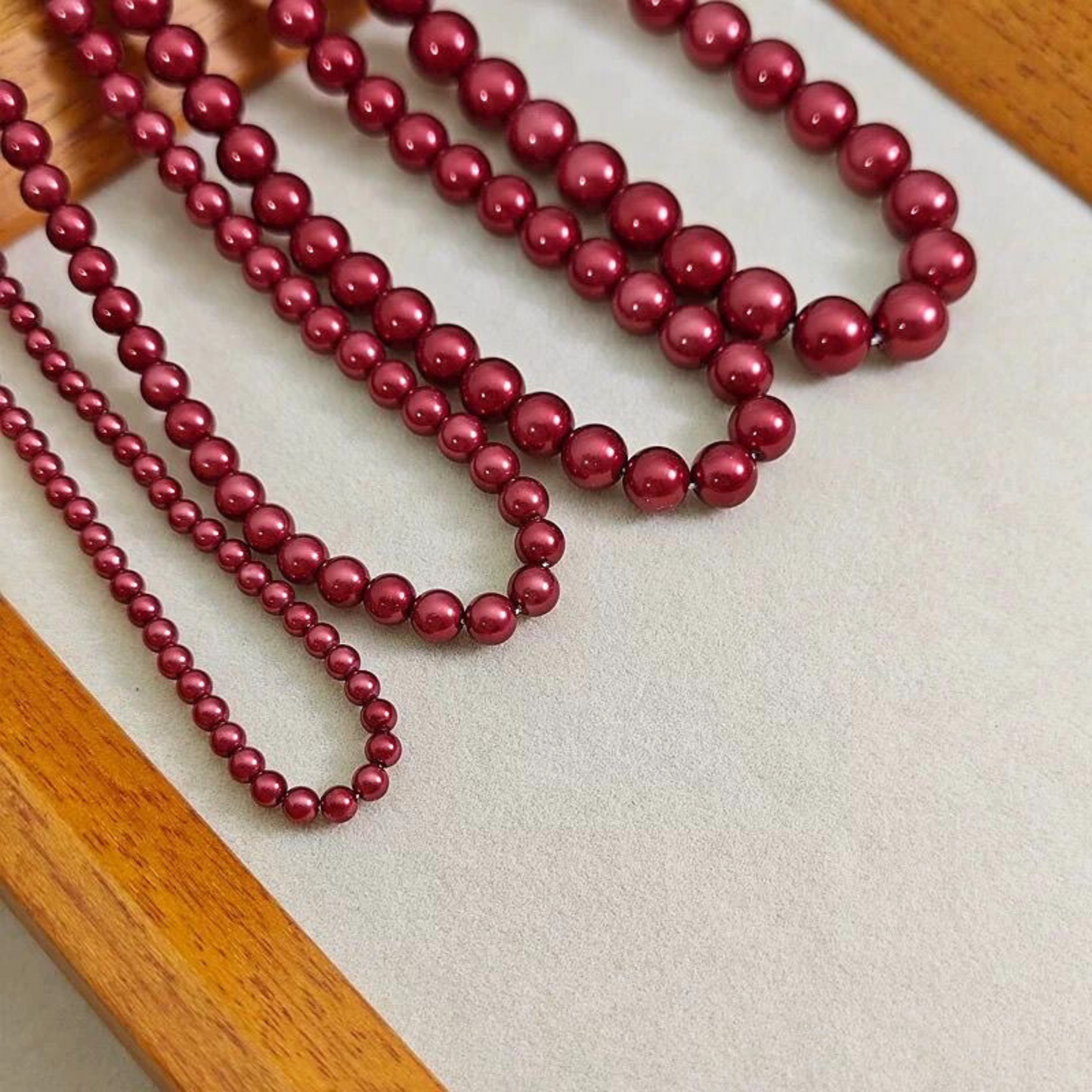 【P10】Red Imitation Swarovski Glass Pearls | 2–8mm Round Beads | High-Gloss Finish | DIY Jewelry Supplies