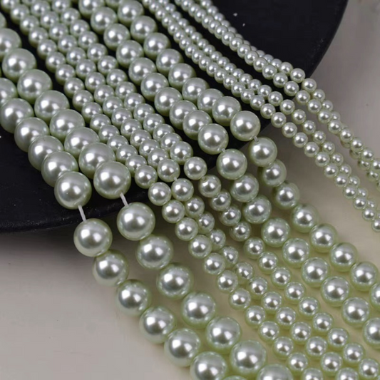 【P11】DIY Beading Supplies – Imitation Swarovski Apple Green Pearls | 2–8mm Round High-Luster Glass Beads | Jewelry Making Accessories