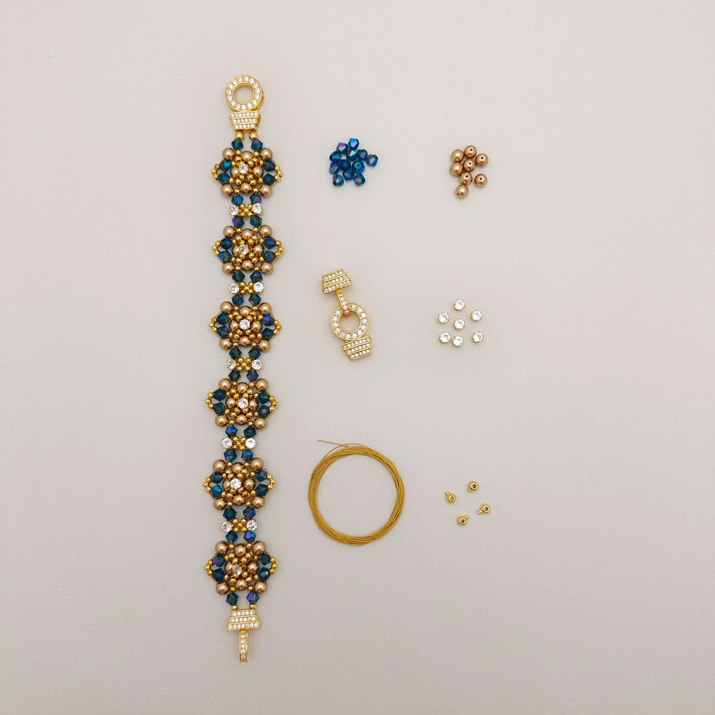 【No.102】DIY Bracelet Kit – “Phantom Opera” Crystal & Pearl with O-Clasp | Complete Jewelry Making Set