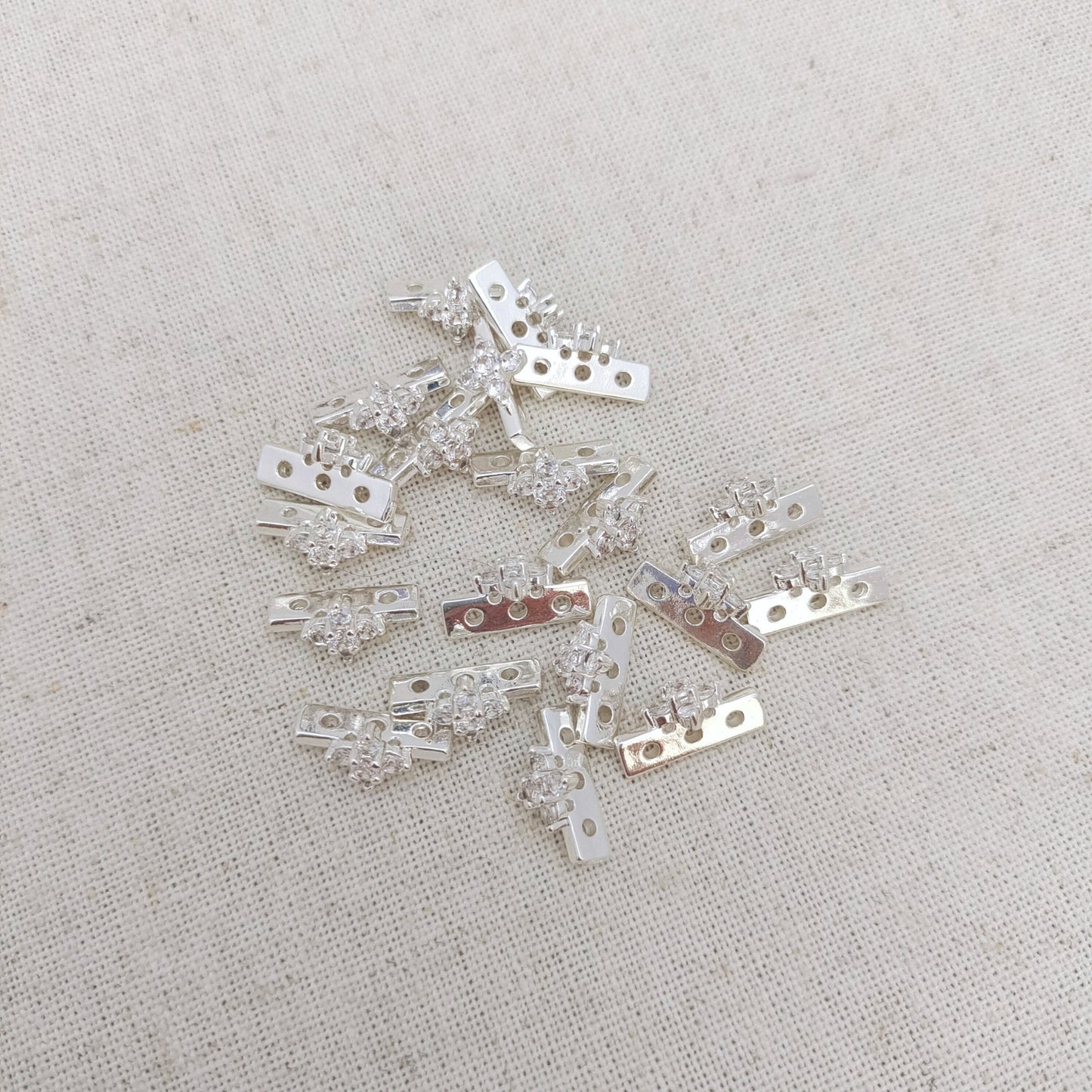 【S13】10PCS DIY Spacer Beads – Triple-Row Micro Pave Zircon Separator, Gold-Plated Copper Jewelry Findings for Handmade Bracelets & Necklaces iFCraftorium