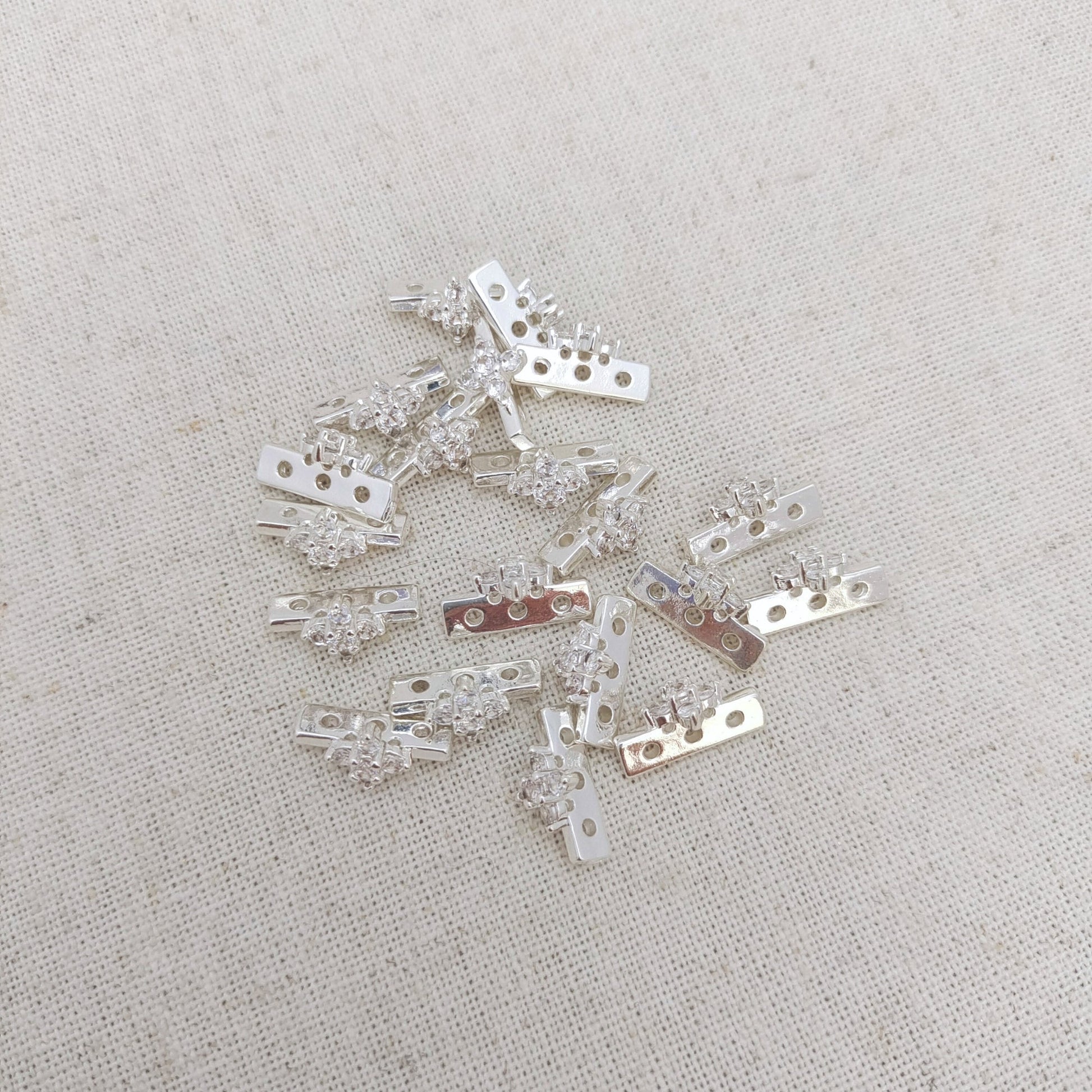 【S13】10PCS DIY Spacer Beads – Triple-Row Micro Pave Zircon Separator, Gold-Plated Copper Jewelry Findings for Handmade Bracelets & Necklaces iFCraftorium