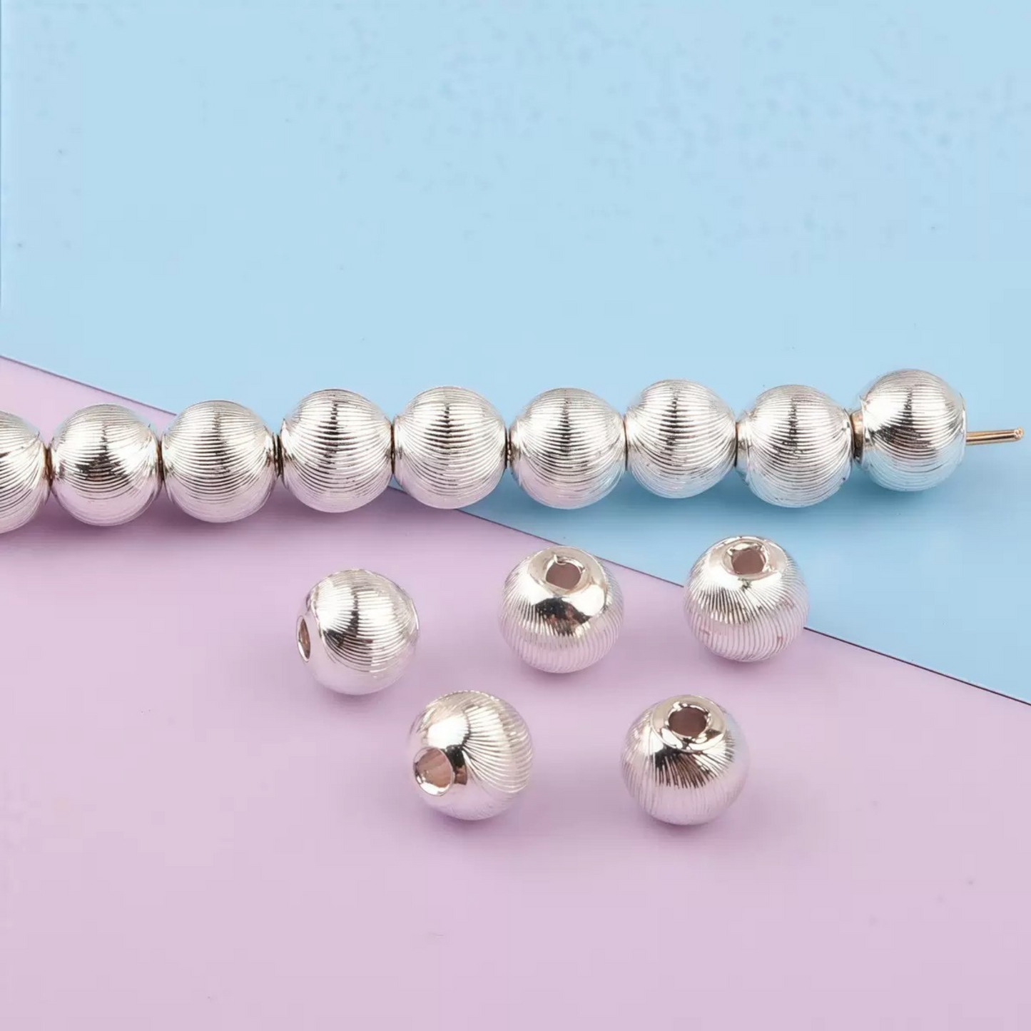 【S12】100PCS DIY Beading Supplies – Brushed Copper Cat Eye Beads, 18K Gold/Silver Plated Spacer Beads for Handmade Jewelry Making