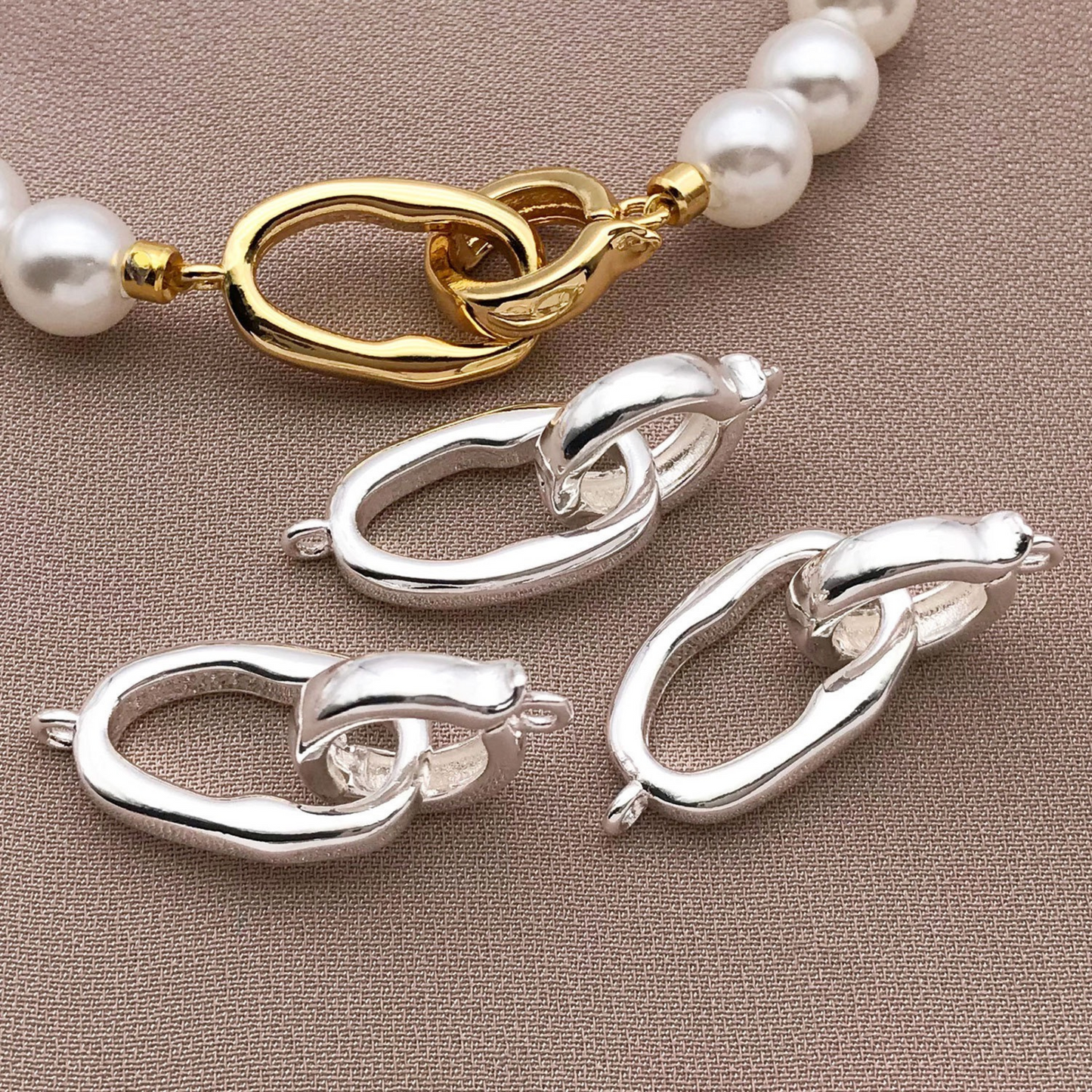 【B17】3PCS Irregular Oval Clasp – Gold/Silver-Plated Copper Connector for DIY Bracelets & Necklaces