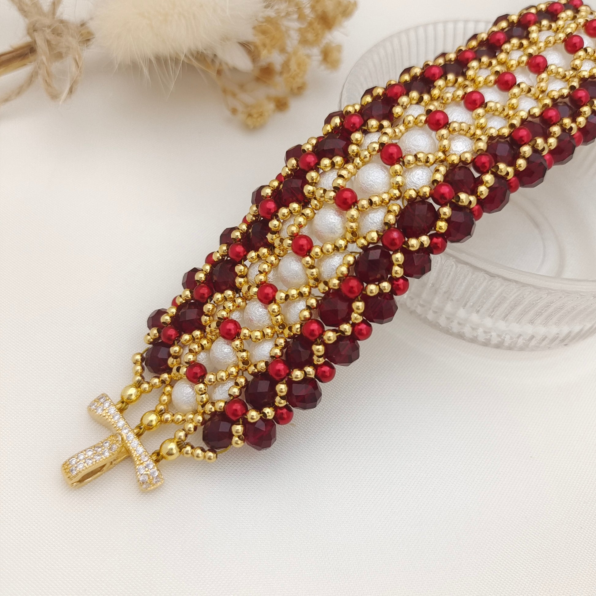 【No.159】DIY Dancing Carnival Bracelet Kit – Pearls, Wheel Beads, Seed Beads & 3-Row Clasp | Full Tutorial iFCraftorium