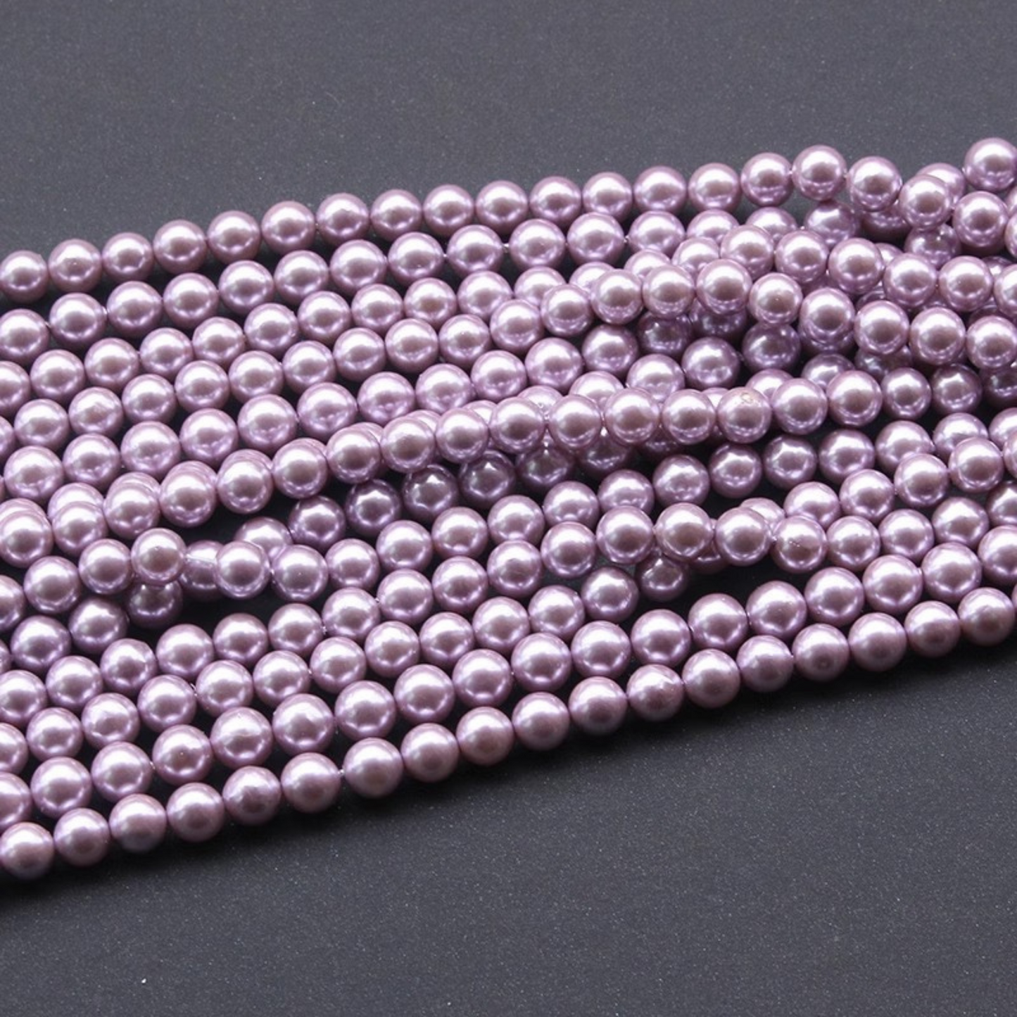【P12】DIY Beading Supplies – Imitation Swarovski Lilac Pearls | 3–8mm Round High-Luster Glass Beads | Jewelry Making Accessories