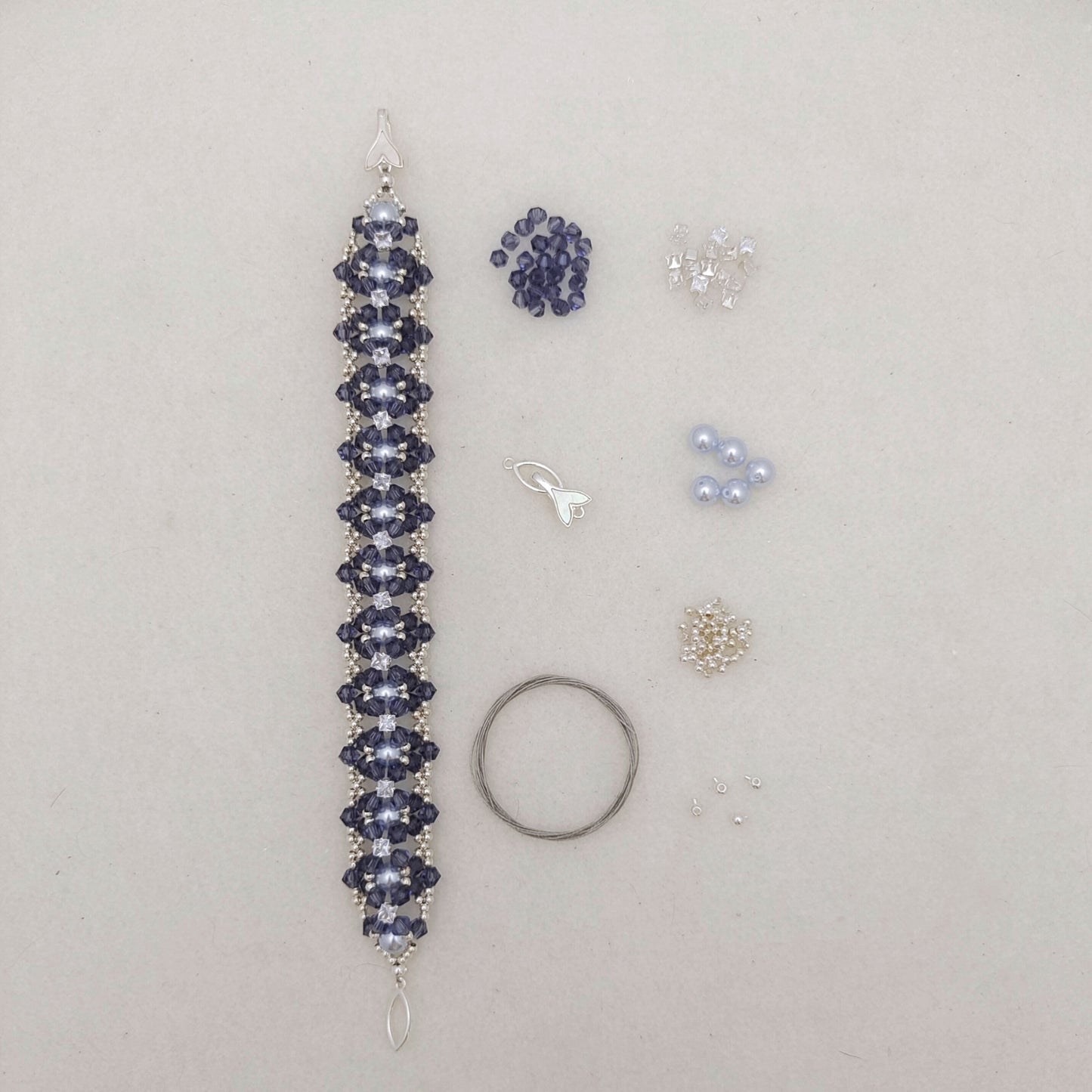 【No.118】DIY Jewelry Kit | “Dance of the Mystic Lotus” Bracelet with Pearls, CZ & Beads | Complete Tutorial Included