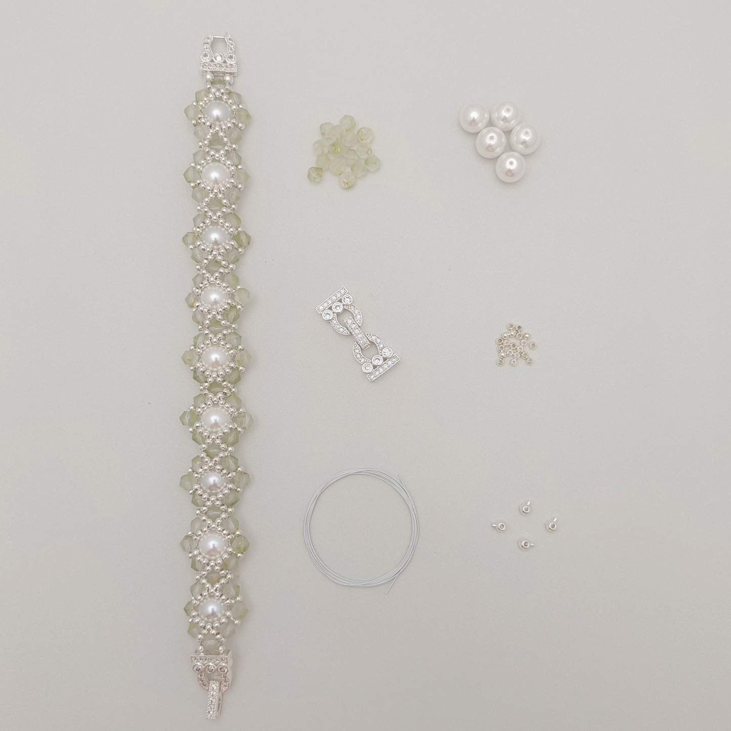 【No.85】 DIY Bracelet Kit – Summer Succulent with Pearls & Diamond Beads Handmade Bracelet Gft for Her