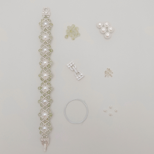 【No.85】 DIY Bracelet Kit – Summer Succulent with Pearls & Diamond Beads Handmade Bracelet Gft for Her