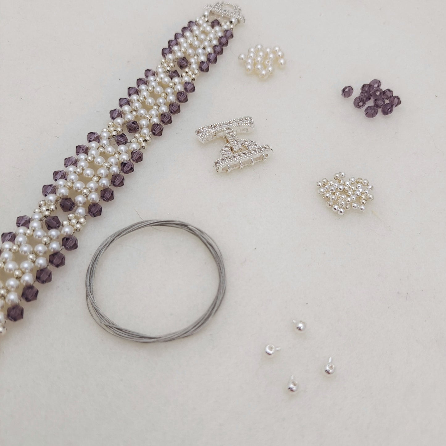 【No.117】DIY Jewelry Kit | “Chanel-Inspired Elegance” Pearl & Diamond Bead Bracelet | Complete Tutorial Included