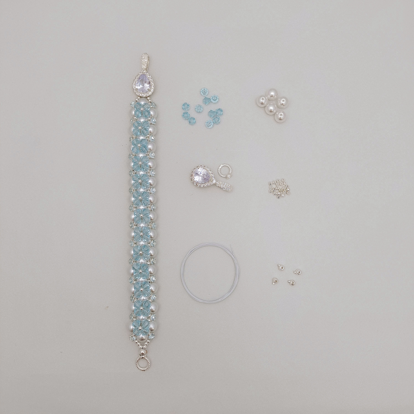 【No.79】 Tear of Mermaid DIY Bracelet Craft Kit – Pearls, Crystals, CZ & Full Tutorial Handmade Bracelet