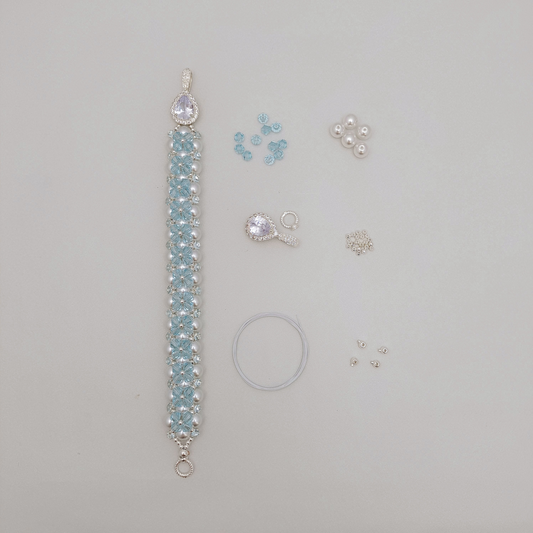 【No.79】 Tear of Mermaid DIY Bracelet Craft Kit – Pearls, Crystals, CZ & Full Tutorial Handmade Bracelet