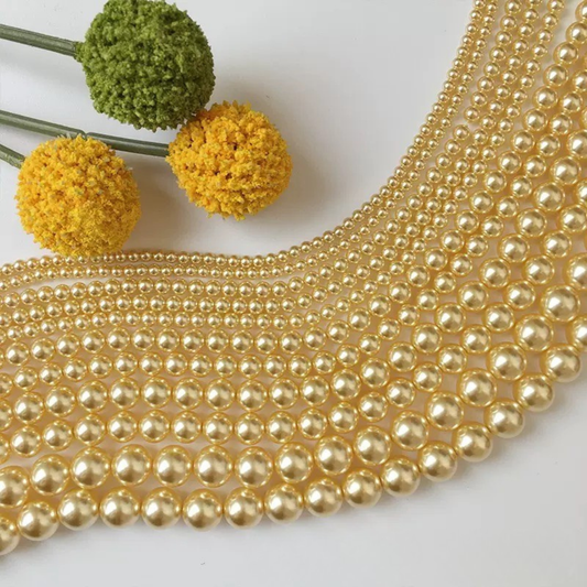 【P20】Gold Glass Pearl Beads – 3–8mm Round High Shine | Beads for Bracelets DIY iFCraftorium