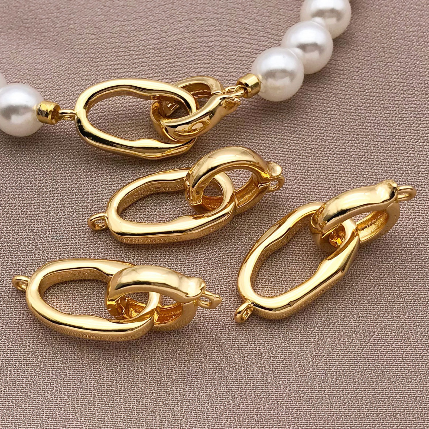 【B17】3PCS Irregular Oval Clasp – Gold/Silver-Plated Copper Connector for DIY Bracelets & Necklaces