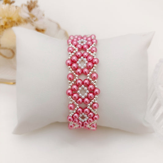 【No.125】DIY Beading Kit – Sweet Berry Pearl Bracelet | Complete Jewelry Making Set with Tutorial iFCraftorium