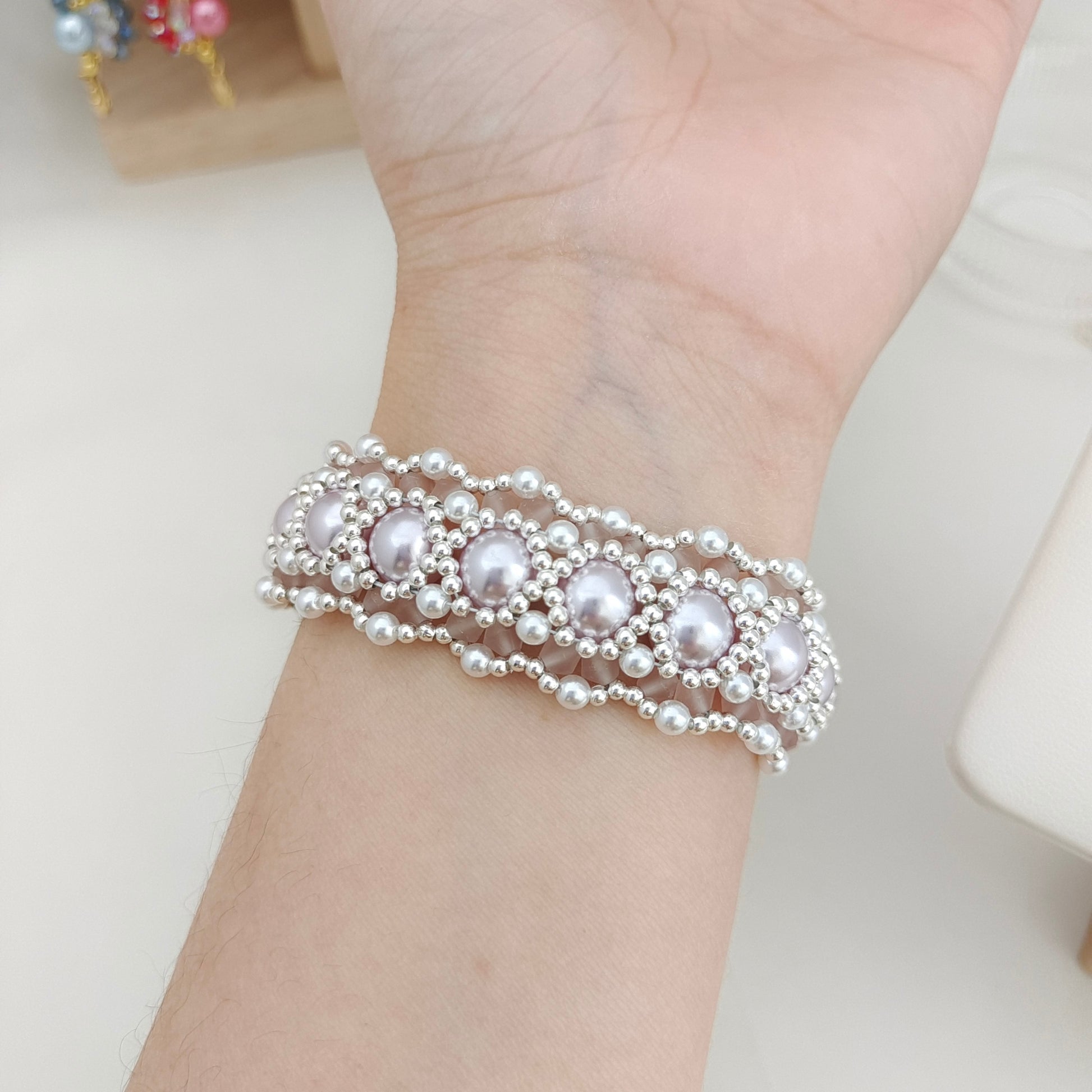 【No.166】DIY Eye of Truth Bracelet Kit – Pearls, Diamond Beads & Lobster Clasp | Full Tutorial iFCraftorium