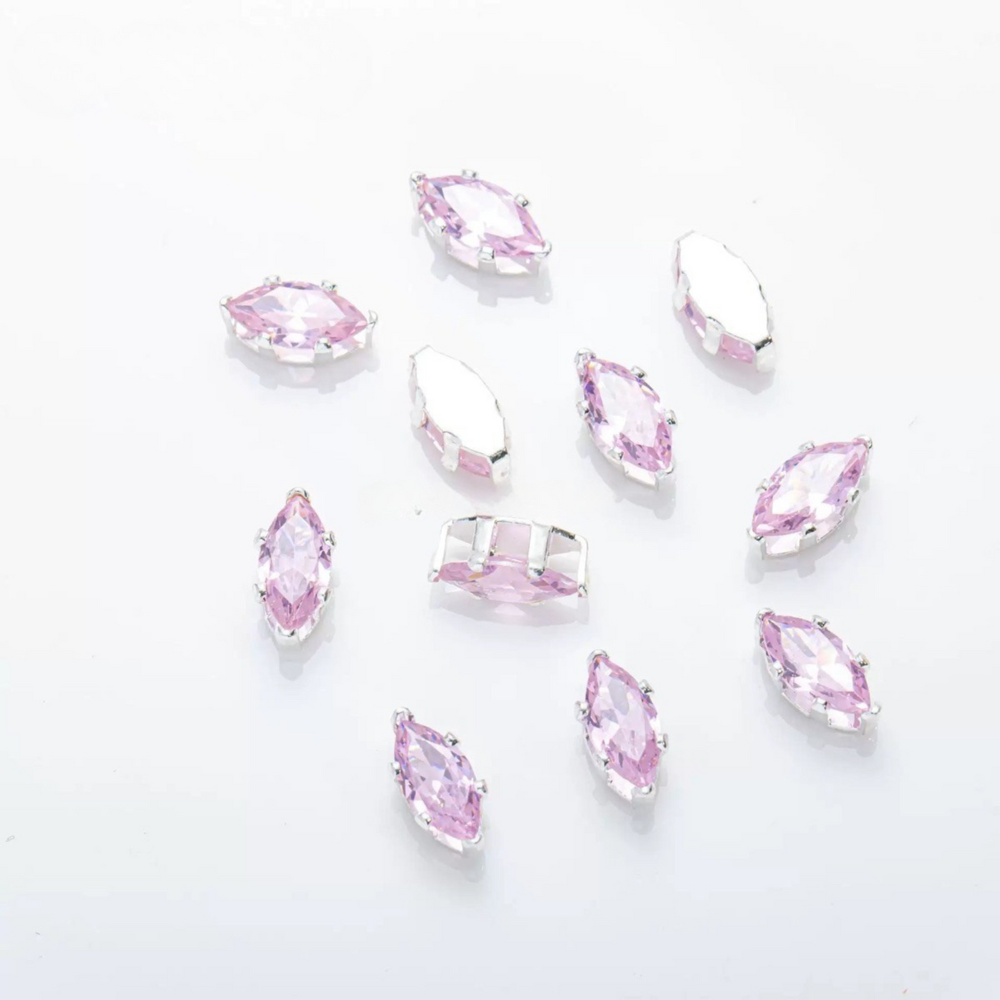 【A30】50PCS DIY Jewelry Findings – 3×6mm Six-Prong Marquise-Cut CZ Stones | Silver-Plated, Tarnish-Resistant Beads for Handmade Bracelets/Necklaces