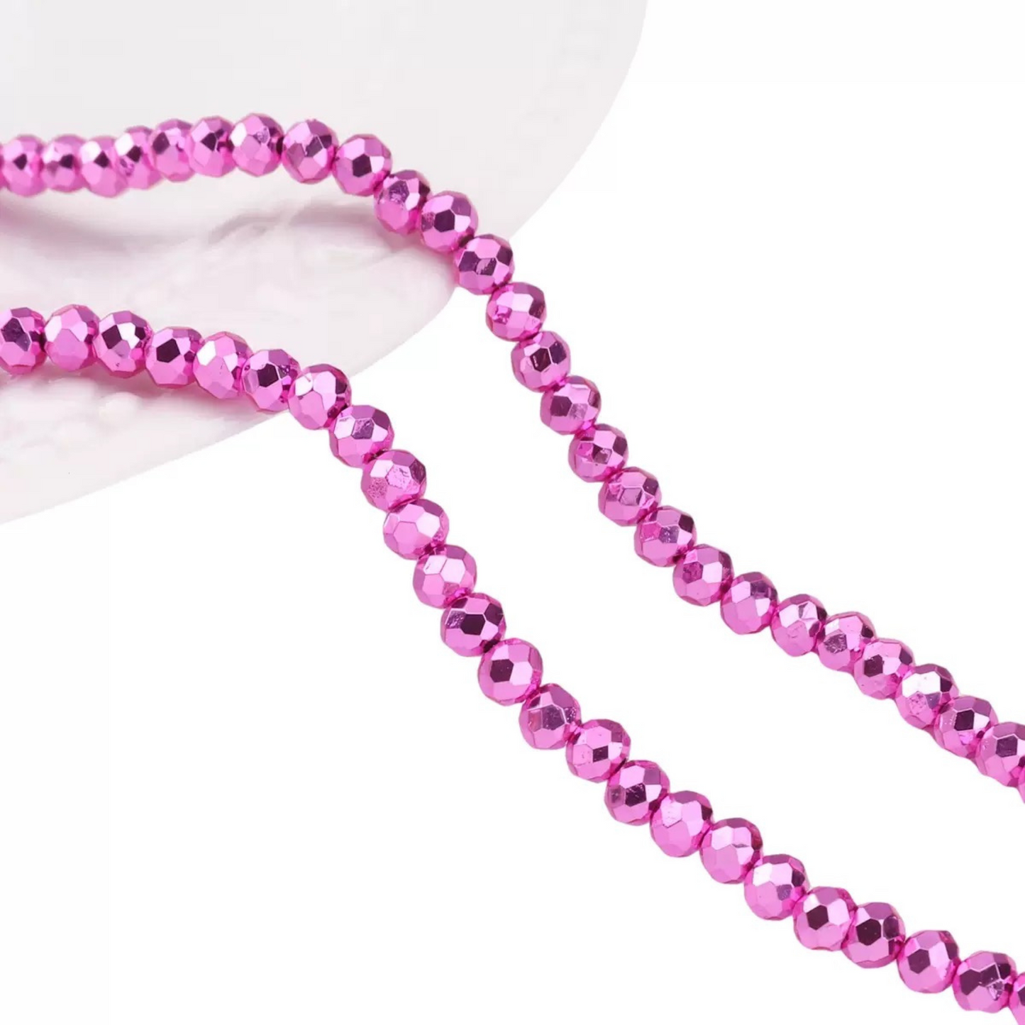 【S14】3 Strings DIY Spacer Beads – 2mm Electroplated Glass Crystal Wheel Beads, High-Color Retention Jewelry Findings for Handmade Bracelets & Necklaces
