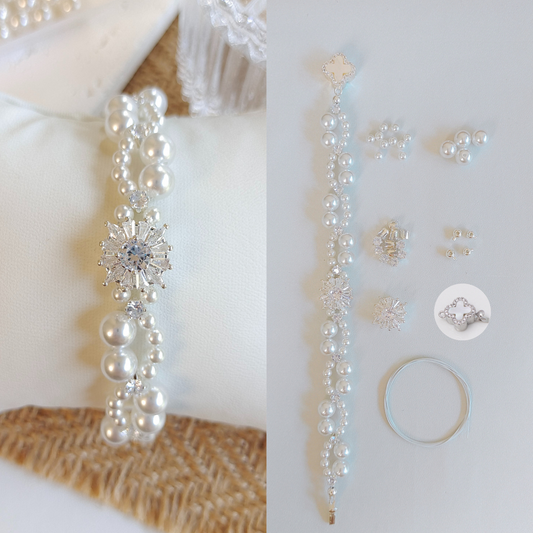 【No.48】 Dream Wedding DIY Bracelet Craft Kit with Pearl & Zircon Handmade Bracelet – Step-by-Step Tutorial