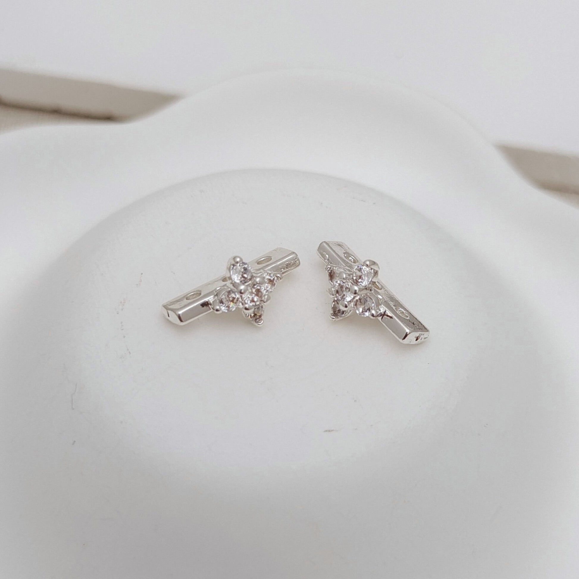 【S13】10PCS DIY Spacer Beads – Triple-Row Micro Pave Zircon Separator, Gold-Plated Copper Jewelry Findings for Handmade Bracelets & Necklaces iFCraftorium