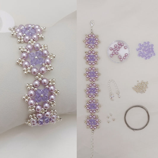 【No.143】Octagonal Snowflake Bracelet DIY Kit | Beading Supplies + Full Tutorial iFCraftorium