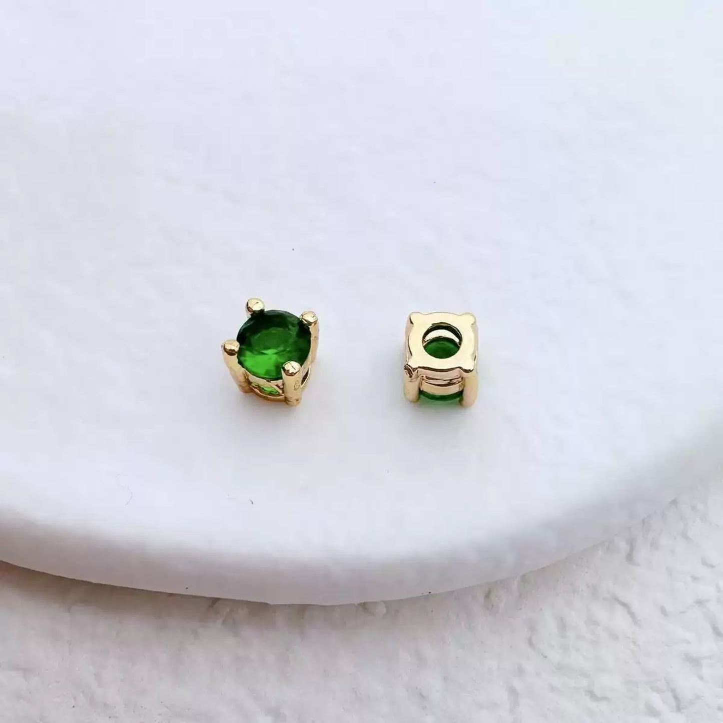 【A32】20PCS 4mm Round CZ 4-Prong Spacer | Gold-Plated Copper Beads | High-Color-Retention DIY Jewelry Findings for Bracelets & Necklaces iFCraftorium